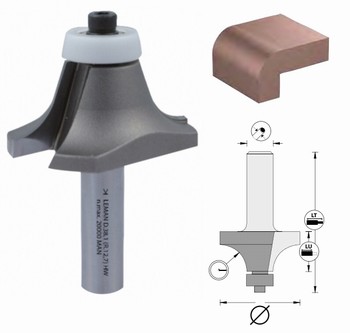 Mche dcoupe arrondie 38,1 + guide  bille ''TEFLON''  Carbure micrograin