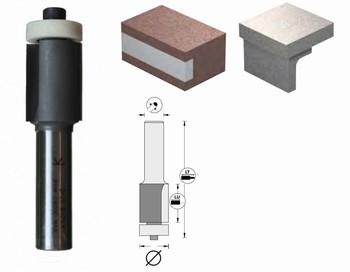 Mche d'affleureuse droite  + guide  bille ''TEFLON''   Carbure micrograin