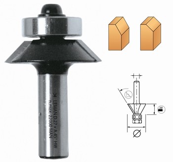 Mche  chanfreiner 30 ou 45 + guide  bille  - carbure