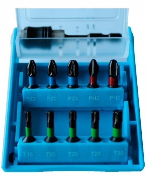 Coffret de 9 Embouts de Vissage Pz Torx Hexagonal + Porte-Embout Leman