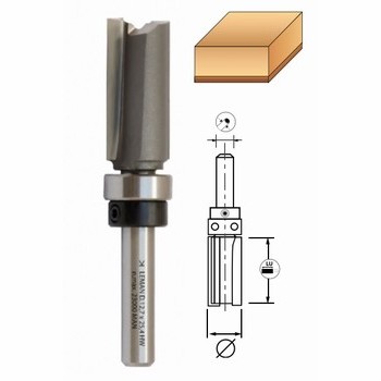 Mche d'affleureuse droite 12,7  + guide  bille suprieur   Carbure micrograin