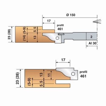 Porte-outils profils et contre-profils infrieur