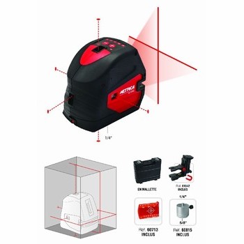 Niveau automatique laser rouge 5 points - 1 croix  15,20 m