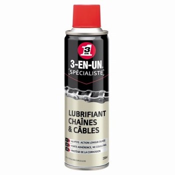 Lubrifiant chanes et cables au PTFE 250ml, lot de 3